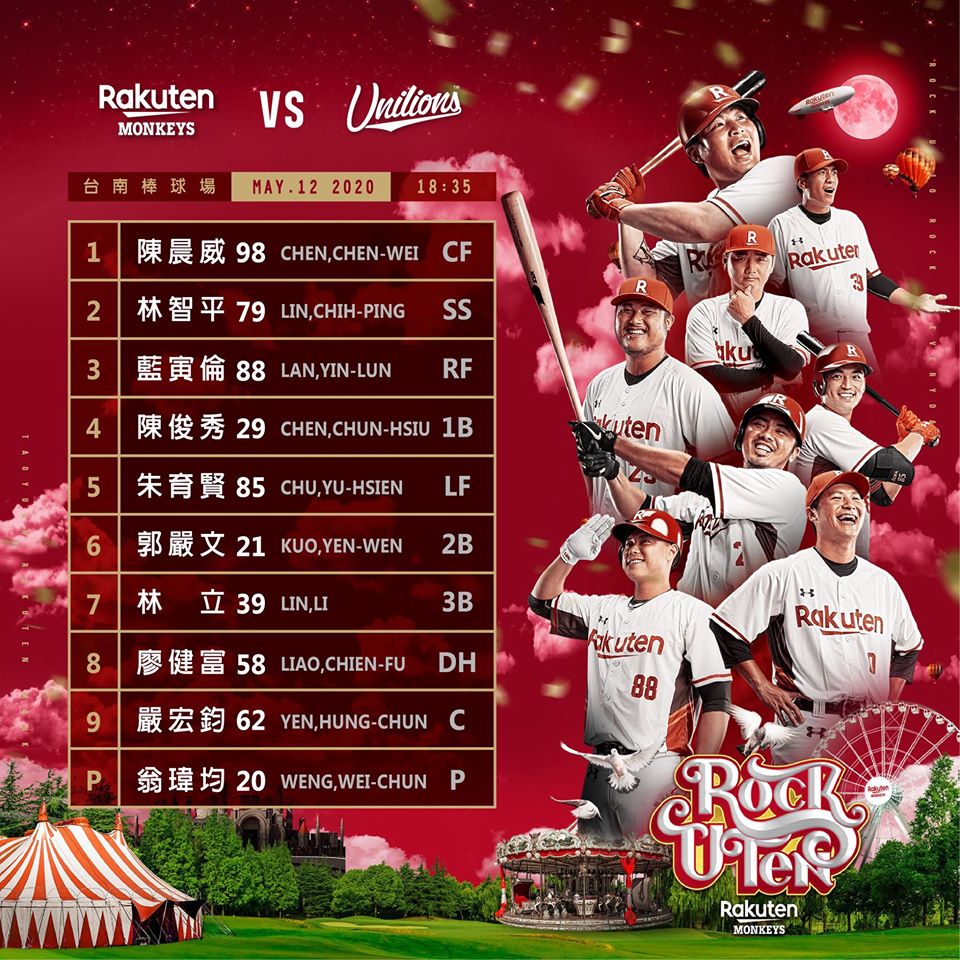 DAZNTaiwan's tweet photo. ⚾️| Your Starting Lineup for @RakutenMonkeys #RakutenMonkey #CPBL https://t.co/qggi6Gfmwz
