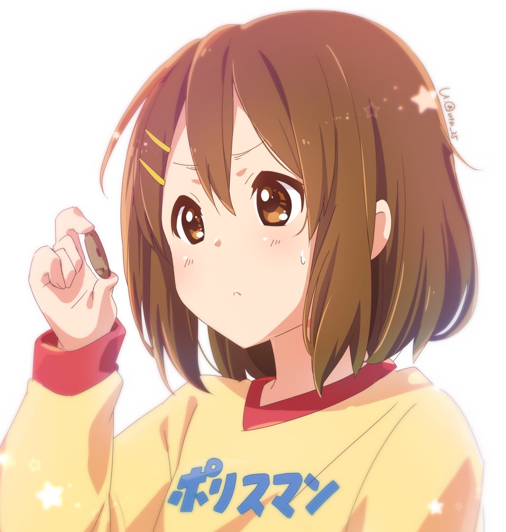 hirasawa yui 1girl solo brown hair brown eyes hair ornament short hair hairclip  illustration images