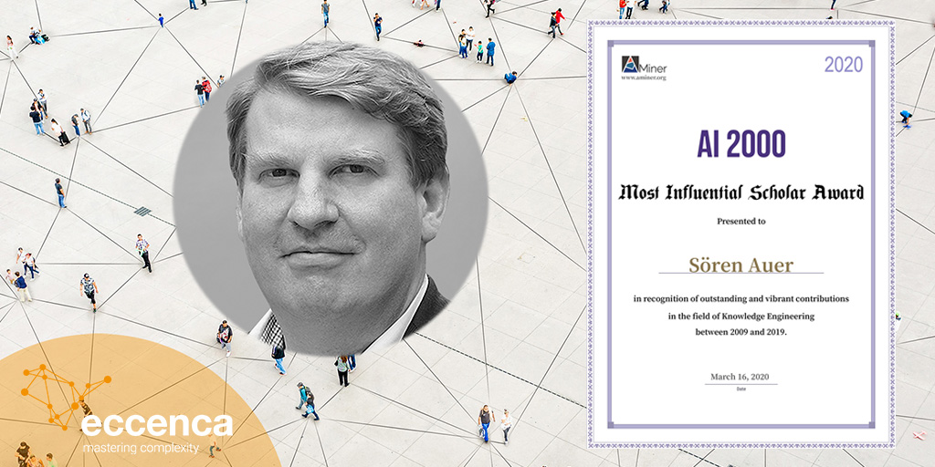 eccenca's tweet image. We are very proud to announce that our co-founder &amp;amp; advisory board member Prof. Dr. Sören Auer (linkedin.com/in/soerenauer/) is among the #AI 2000 top-5 &apos;#KnowledgeEngineering Most Influential Scholars&apos; finds #AMiner (of @Tsinghua_Uni)  🤟
Read the full story: bit.ly/3bj1bDw