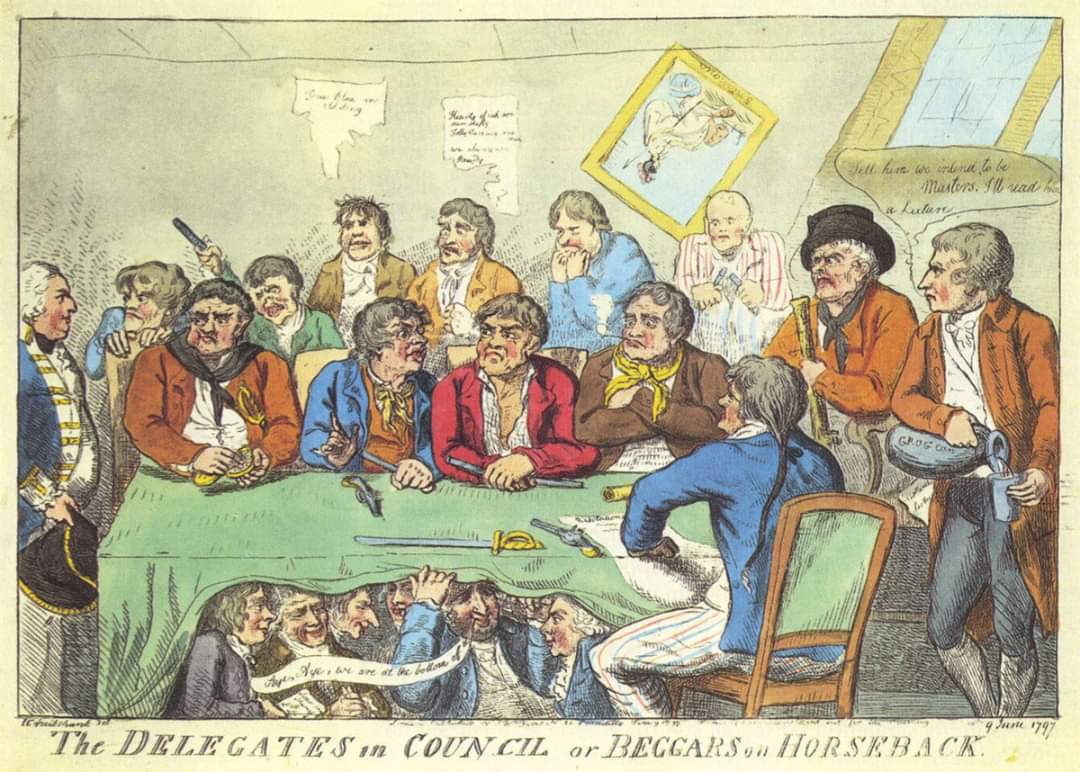 The Georgian Navy was famously not a comfortable employment option. Life was rough for many sailors - so rough that in 1797 two shipyards mutinied! The second, at the Nore, took place on 12th May.

Find out more on our Facebook at shorturl.at/fqACW! 

 #royalnavy #mutiny