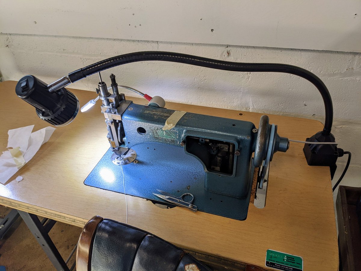 Benjamin has a vintage chainstitching machine and says he is the only person creating chainstitched designs in Minnesota.