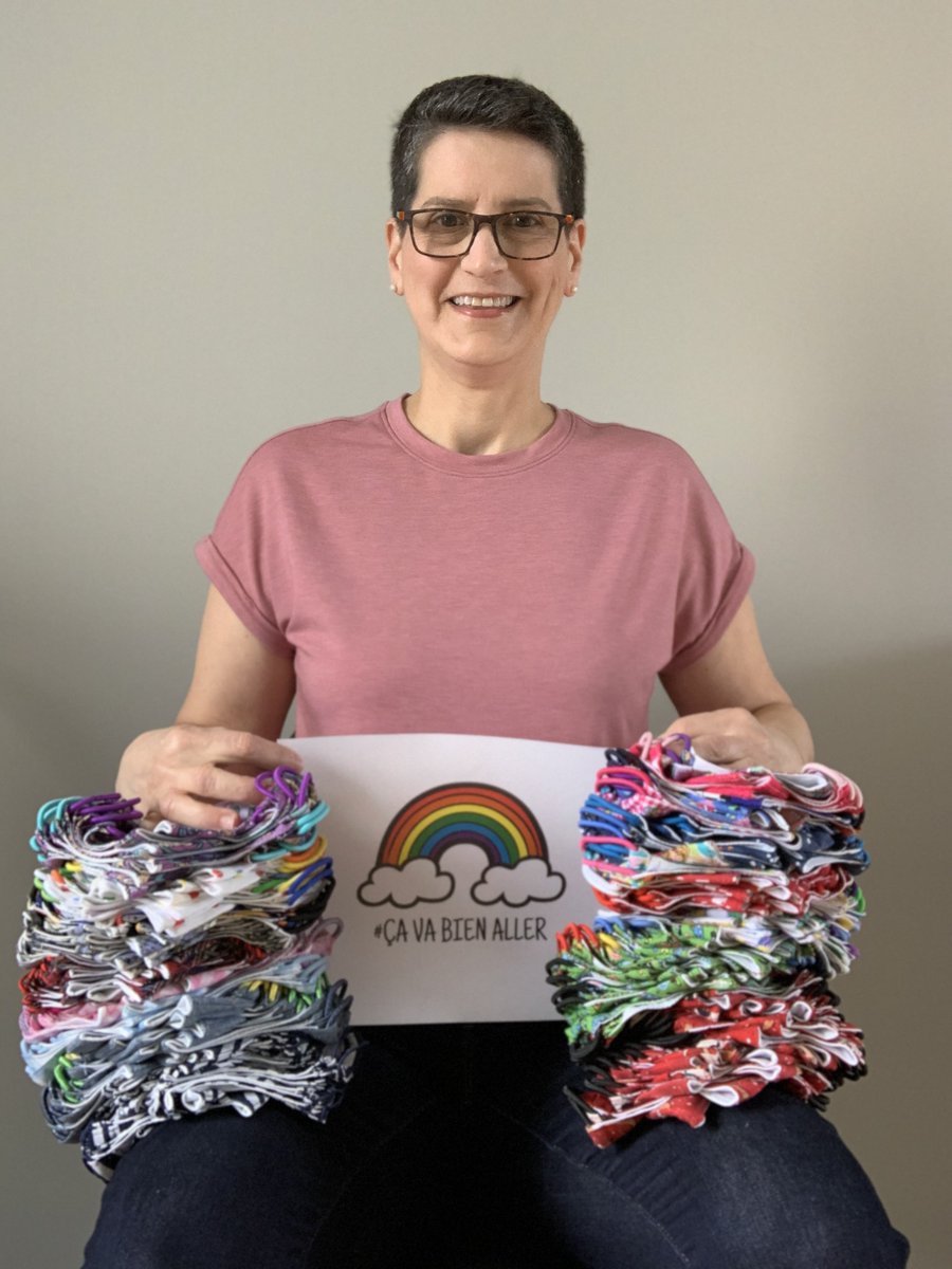 CHEO's tweet photo. Marie-Elaine regularly sews weighted blankets for #CHEO kids, but after hearing our call for non-medical masks she switched patterns and has since donated 100+ masks! Thank you Marie-Elaine and to our whole sewing community for helping us out #sewhelpful https://t.co/3X5mwQDzXh https://t.co/TT0cxq7jYu