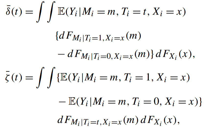 Under Assumption 4 and 5, IKY can nonparametrically identify the direct and the indirect effects. The formulas look somewhat scary, but IKY provide an R package ( https://bit.ly/36uLuZ4 ) that implements everything easily.