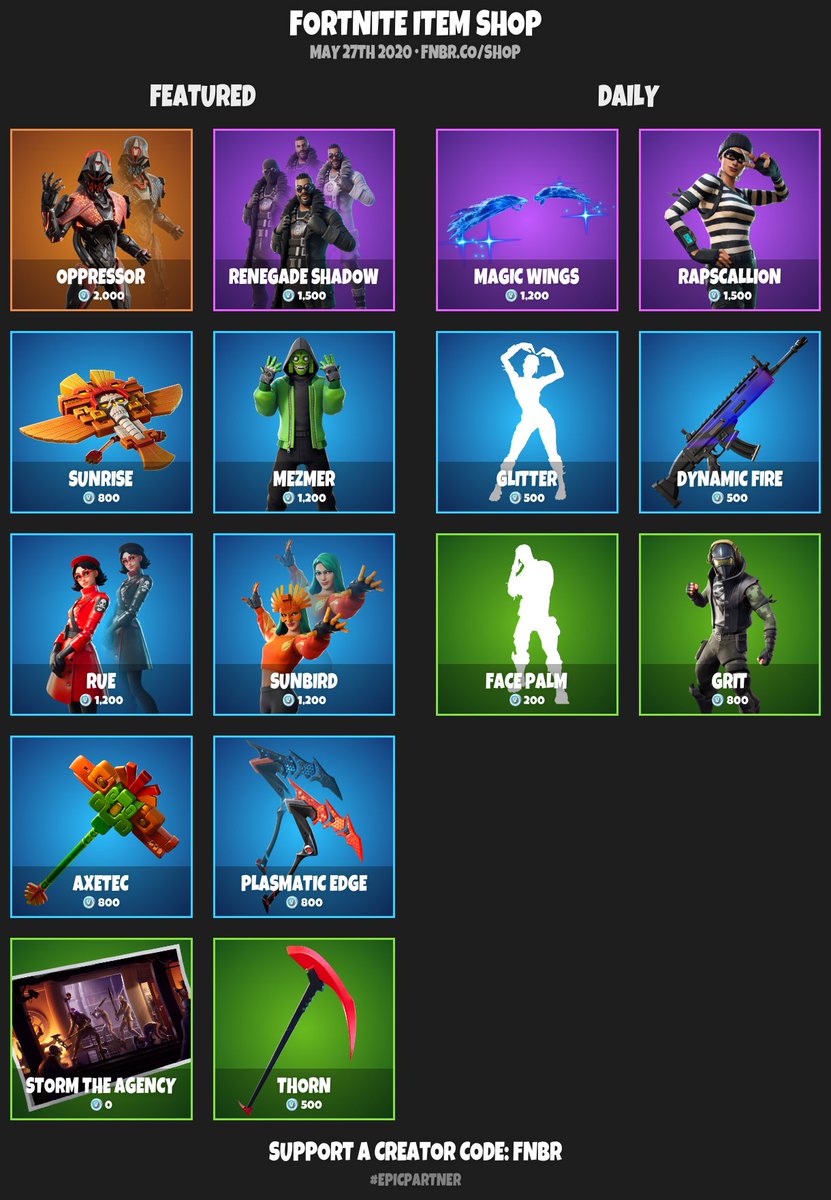 Fnbr Co On Twitter Fortnite Item Shop For May 27th 2020 Https T Co Nxpckxmqqb Use Creator Code Fnbr If You D Like To Support Us Epicpartner Set Personalised Reminders On Our Ios App Https T Co 2kmeb0k4z0 Https T Co S63yokrlok May 27 Item Shop Fortnite May 27 Item Shop Fortnite Fnbr Co On Twitter Fortnite Item Shop For May 27th 2020 Https T Co Nxpckxmqqb Use Creator Code Fnbr If You D Like To Support Us Epicpartner Set Personalised Reminders On Our Ios App Https T Co 2kmeb0k4z0 Https T Co S63yokrlok