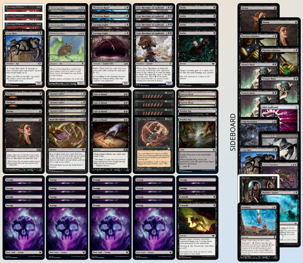 Mono Black Control-The Jund of Pauper-Chittering Rats is peak wankery-Removal Tribal-You too can join in on the Oubliette memes-Cheap af
