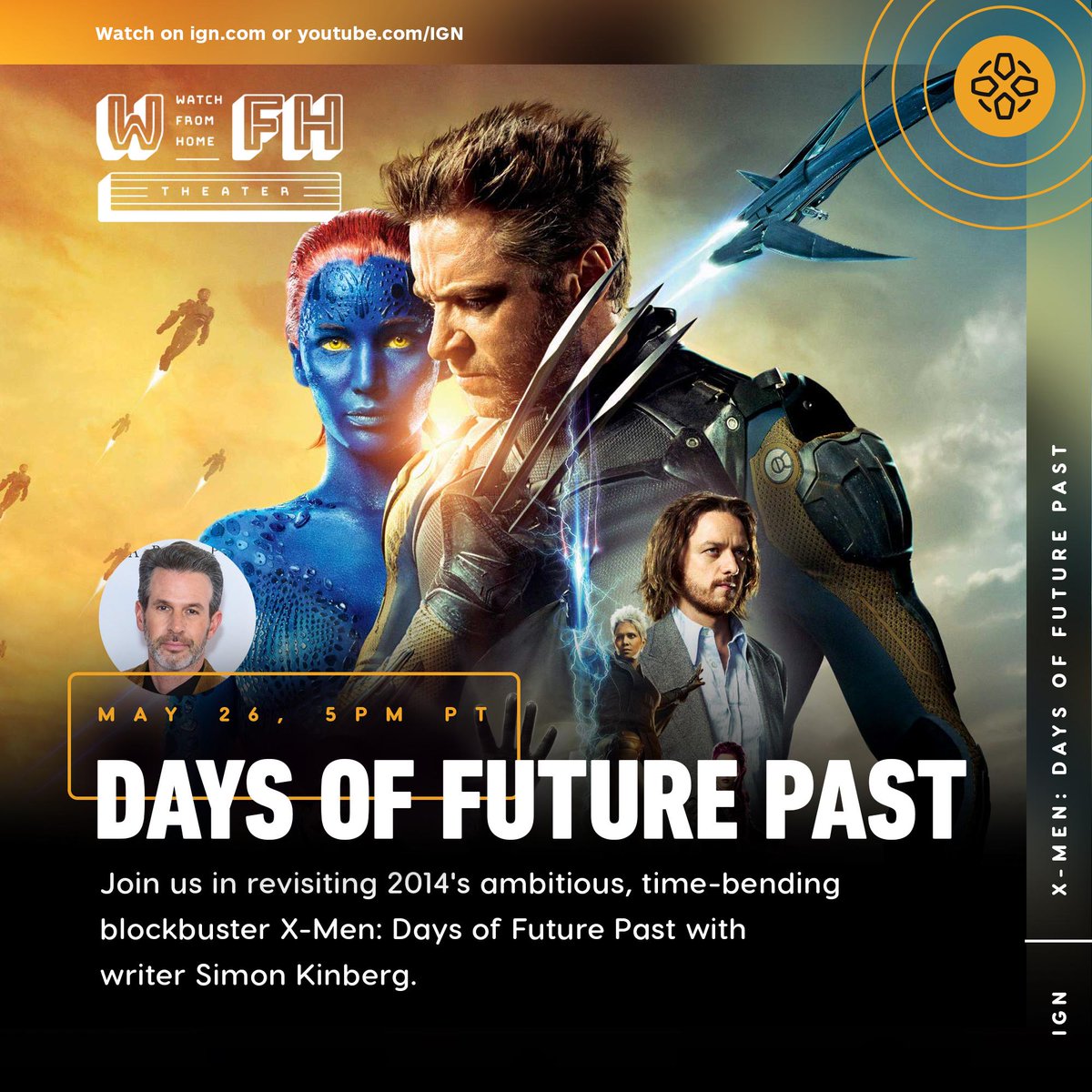 We’re live now with X-Men: Days Of Future Past writer and producer Simon Kinberg to watch along with his modern superhero classic.  #DaysOfFuturePast  #WFHTheater https://bit.ly/2ZAiP3k 