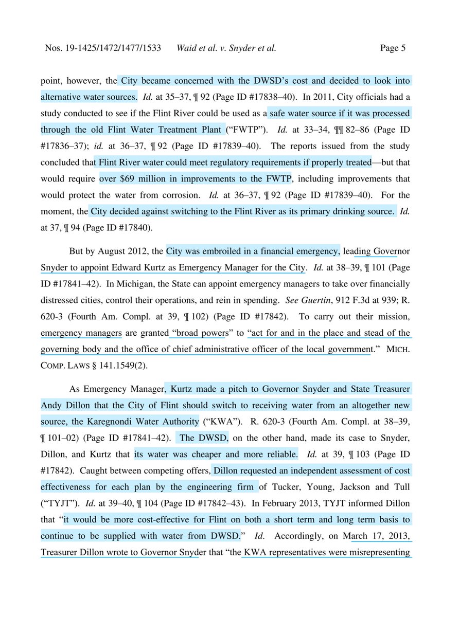 I should be clear, Andy Dillion was NOT treasure in 2011 when the initial decision was made but subsequently thereafter HE WAS treasurer‘...the decision to switch the water source for Flint was not based on a scientific assessment of the suitability of the Flint River water”