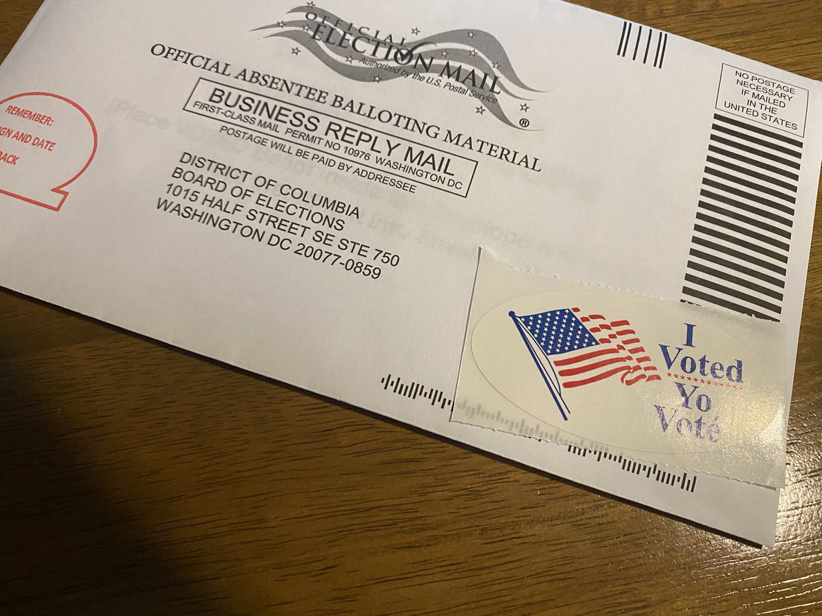thatsDrB's tweet photo. Completed my #AbsenteeBallot #voteDC #DCVoting #dcelection https://t.co/oQpxCK4rVw