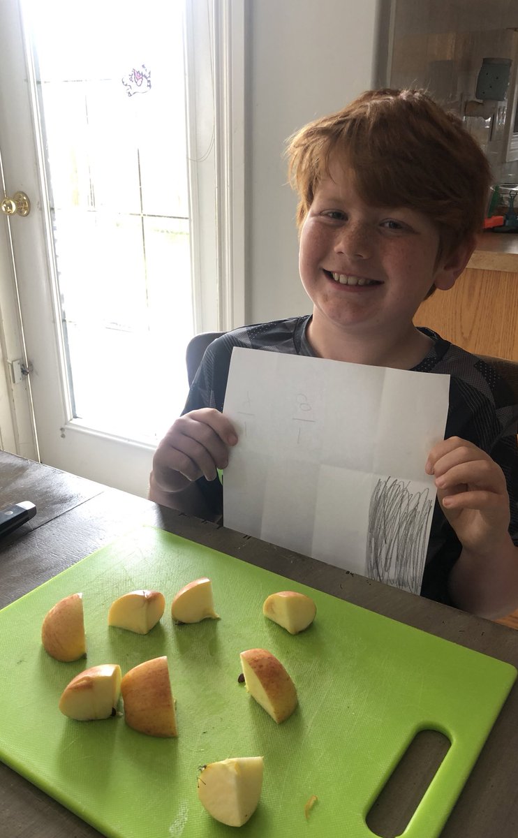 TifanieB's tweet image. In Grade 3 this week we worked hands on with fractions, telling time, and keeping a positive attitude - yes that is a Nutella Jar @Dickinsfield @FMPSD #ABLearningAtHome #FMPSDLearningAtHome