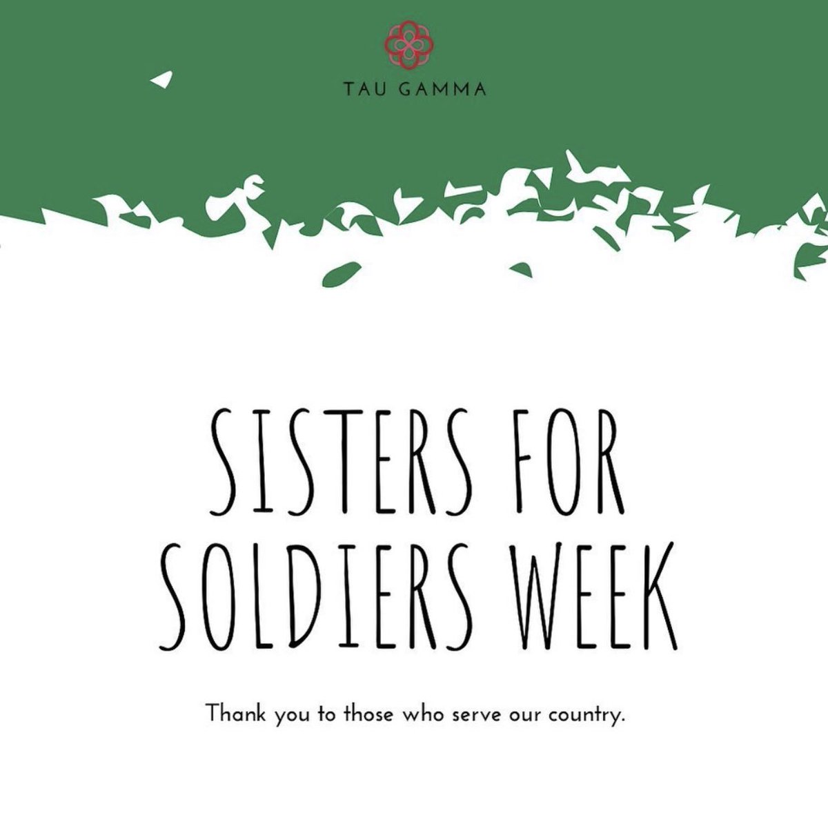 Go check out how we are celebrating our philanthropy on our Instagram!! Tau Gamma appreciates all those who have served and are currently serving! #sistersforsoldiers #philanthrophy #taugamma