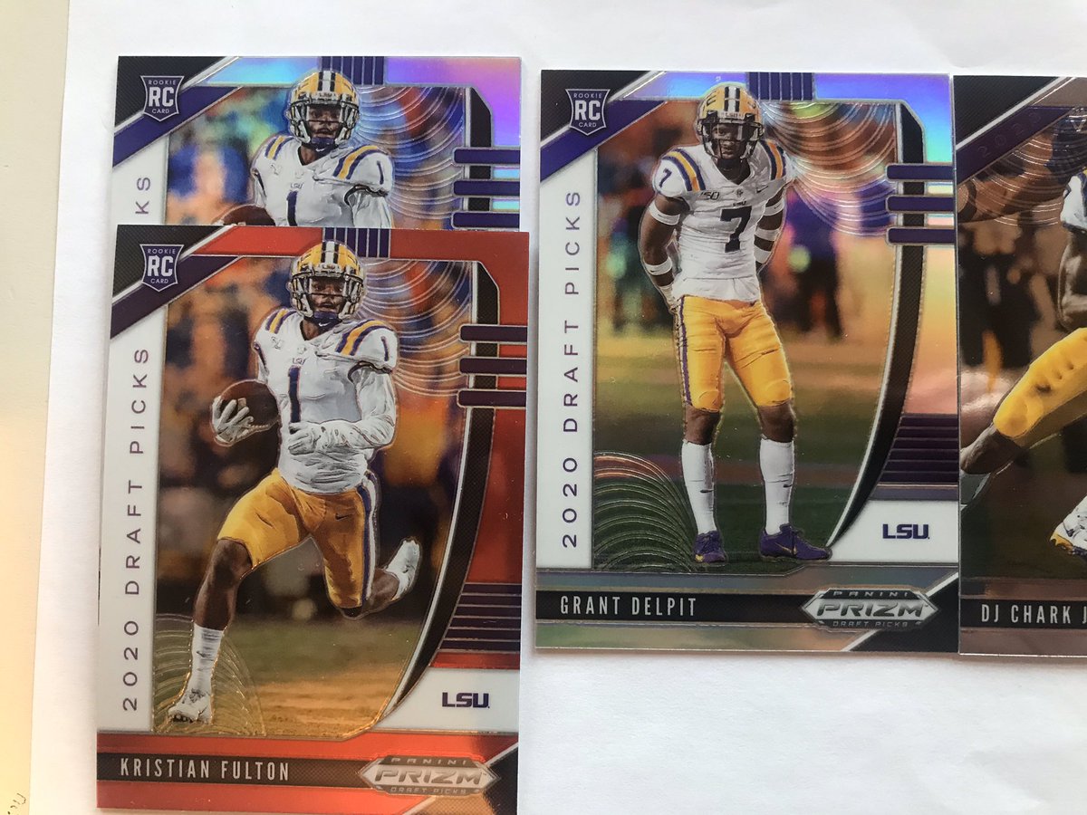 2020 Panini Prizm Draft Picks LSU Lot Jefferson base $2 eachFulton red $3, silver 2.50Delpit silver $2.50All others $1 eachEntire lot for $10
