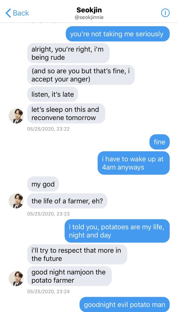 [namjin au] 18- spent a good chunk of my night last night thinking about potato sentience! so that’s cool