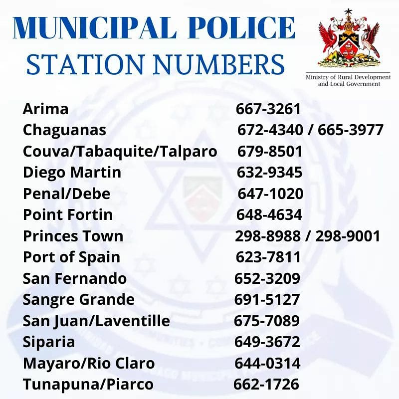 rdlgtt's tweet photo. As we prepare for the upcoming #RainySeason it is important that we compile a list of essential services numbers. 

Here are the contact numbers for Municipal Police Stations, Disasters Management Hotlines and Public Health Units throughout the 14 Municipal Corporations. 

(1/2) https://t.co/XGQXyVR99v