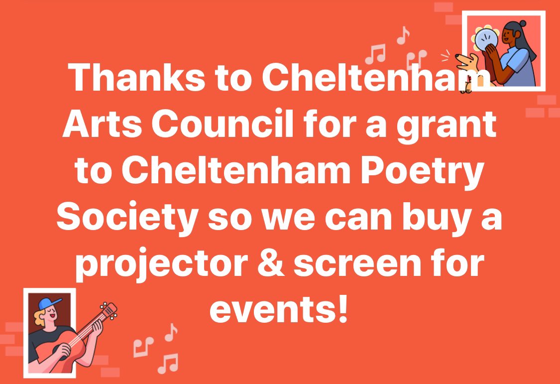 Cheltpoetrysoc's tweet image. Thank you, @CheltArtsCncil ! We can’t wait to be able to hold events again ... and use our new projector and screen to show off our anthology of Poetry from Gloucestershire and the poetry films we’ve been making during lockdown!  Thank you so much for the grant to enable this!