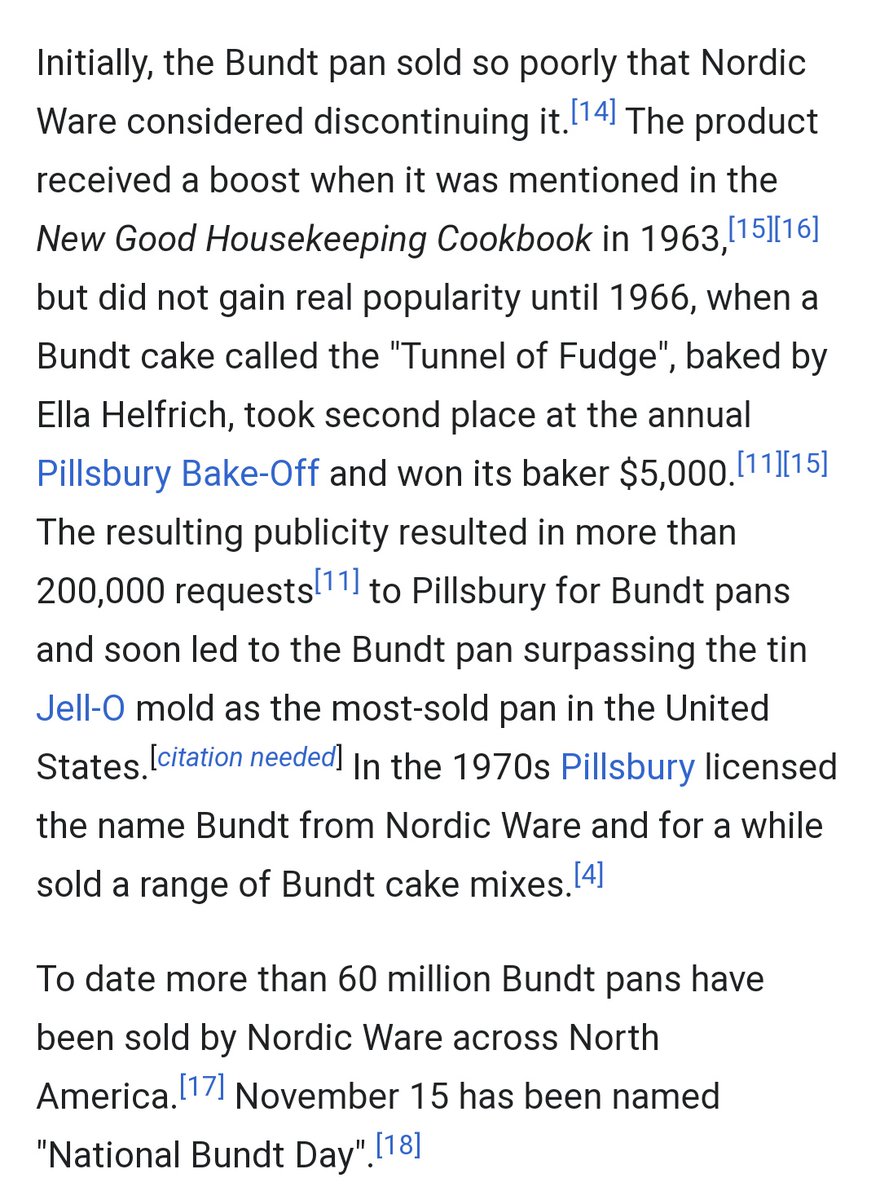 They didn't invent the concept of course, but it seems they made the first popularly available non-cast-iron version, at the request of cake-loving friends Rose & Fannie, shoutout to my girlsThings really took off after a bake-off winner's Tunnel of Fudge success in 1966