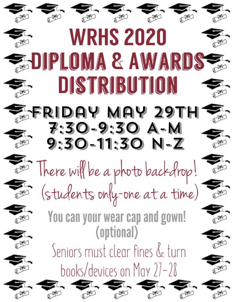 same route as cap and gown pick up. All seniors can decorate their caps (school appropriate- see Mrs. Lewis’ email)