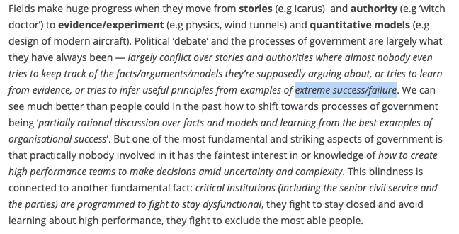 Politics isn't about building a bridge, it's precisely about the things that aren't reducible to an objective outcome. It's about values and preferences and culture.