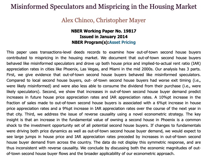 Might also help address other boom/bust cycles—in real estate, for instance, you may have relatively small number of speculators really moving house prices pre-2008 crisis