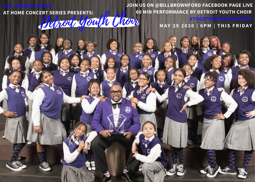 BillBrownFord's tweet photo. Check out the 10th BBF Concert Series show! This Friday at 6pm, we’re excited to present the @DycOfficial on our Facebook page. Check out a number of choir members put on their spring concert featuring graduating seniors taking their last bows! #TogetherForMichigan https://t.co/HNmhHNaU4w