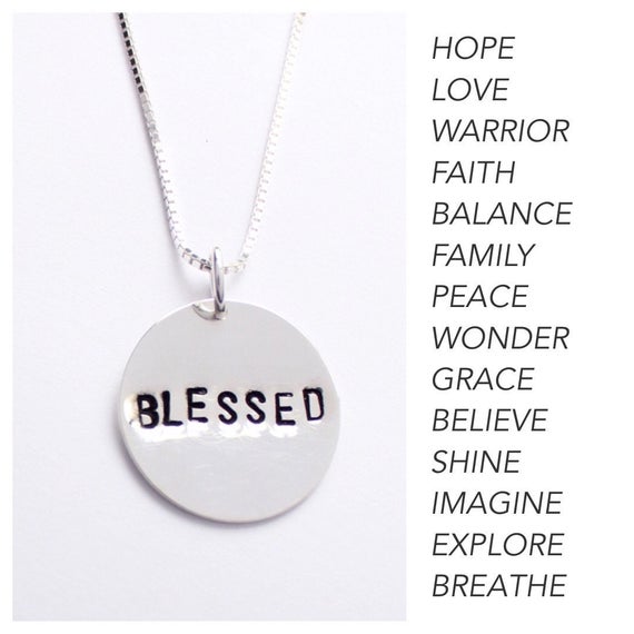 necklaceday's tweet photo. 1inch Sterling silver BLESSED pendant necklace on box chain or ball chain: 1inch Sterling silver BLESSED pendant necklace on box chain or ball chain https://t.co/UehiWM9RP6 https://t.co/j0TiiVczO3