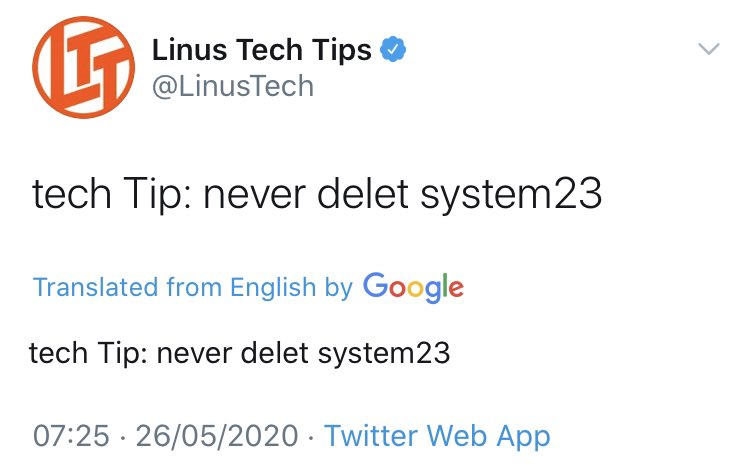 Logic_Complex's tweet photo. @LinusTech Someone deleted it at #GoogleTranslate it didn’t translate properly. The least it could have done it correct delete and put a space after system. https://t.co/1d0JRxxgmN