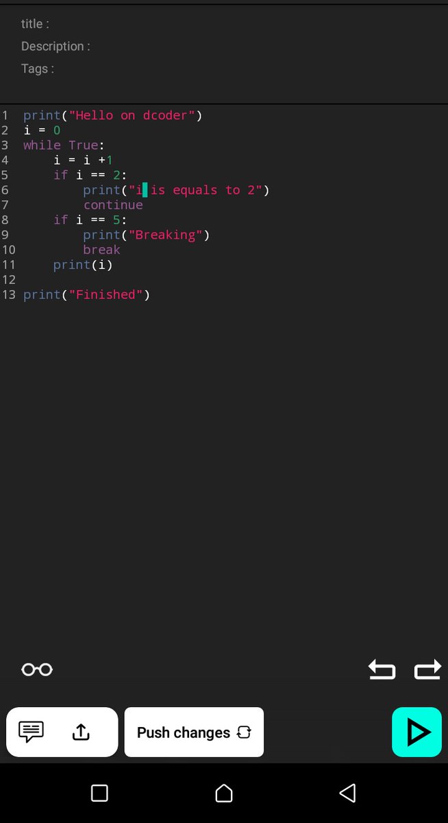 LesargeShee's tweet photo. Day 4
Python still again.
I had a look at While statement incorporated with Break and Continue statements
#100DaysOfCode
#CodeNewbie
#codehive2020
#womancancode
#womanlovescode https://t.co/lsBM0kq1LB