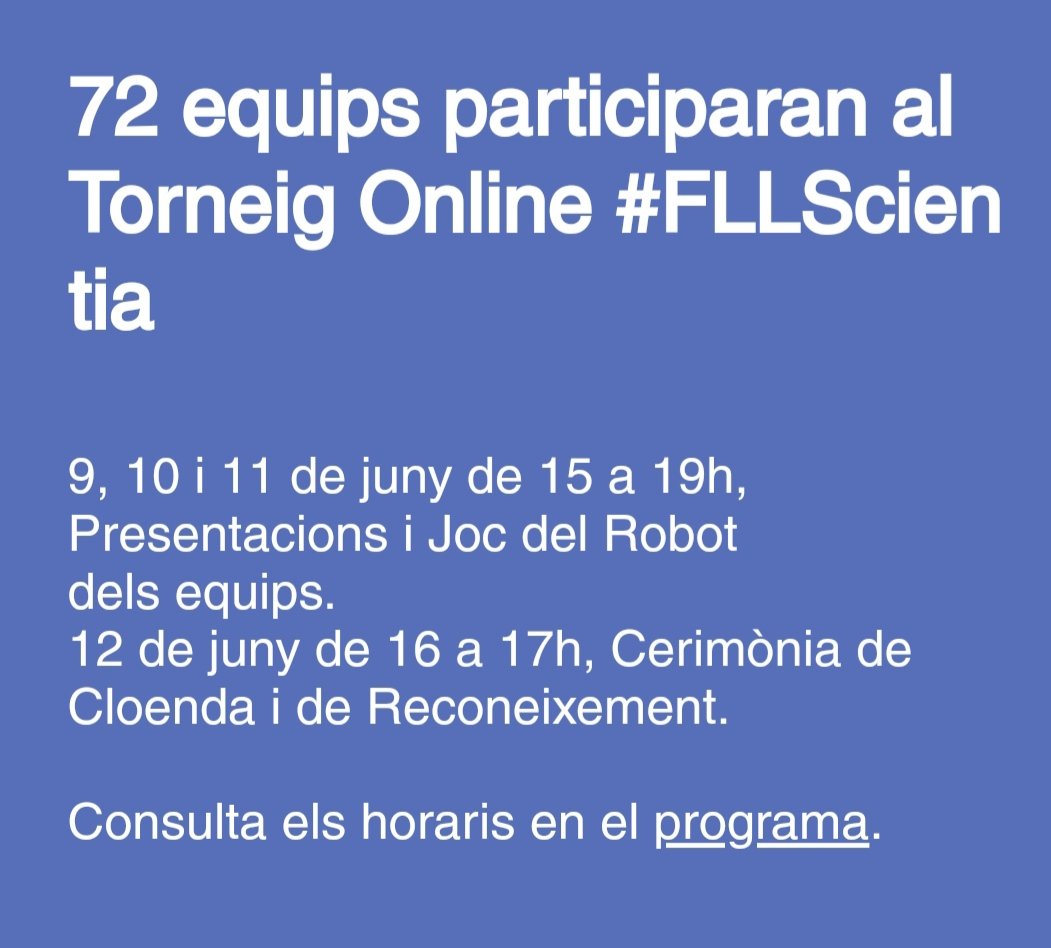 FllLegends's tweet photo. Finally we can do our regional online #flldigitaledition in #barcelona . Next 9th of JUNE at 15:00. We are very happy and all is ready! Per fi podrem fer el torneig regional online #FLLBCN. El proper 9 de juny a les 15:00 estem molt contents!
@firstlegoleague @FLLSpain @la_UPC https://t.co/J98045UzTS