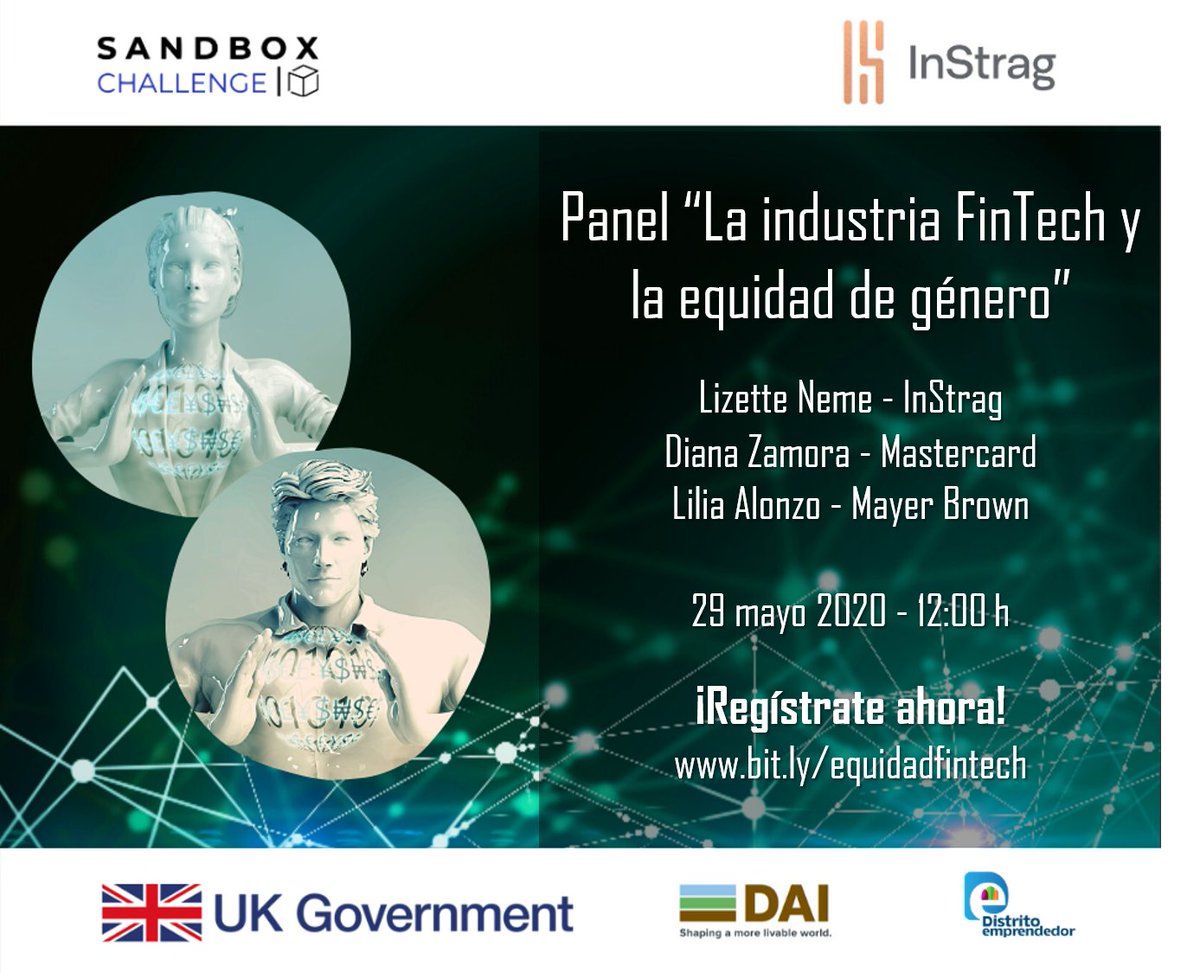 mx_sandbox's tweet photo. Te invitamos al panel "La industria #fintech y la #equidaddegénero". Acompaña a @LizNeme de #InStrag a conversar con Diana Zamora de Mastercard y Lilia Alonzo de Mayer Brown. 

#viernes 29 de mayo 12:00 horas. 

https://t.co/CzyAtOSGF5

#mujeres #sandbox https://t.co/e8s22OLiof