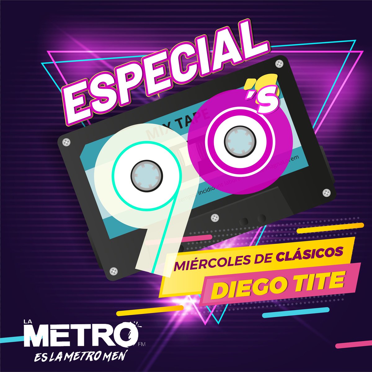 DiegoTite's tweet photo. No te pierdas mañana!!! 

𝗘𝗦𝗣𝗘𝗖𝗜𝗔𝗟 𝗗𝗘 𝗟𝗢𝗦 𝟵𝟬'𝘀  (PARTE #1) en el 𝘔𝘐É𝘙𝘊𝘖𝘓𝘌𝘚 𝘋𝘌 𝘊𝘓Á𝘚𝘐𝘊𝘖𝘚 de @LaMetroStereo

📻🔊🎶🤘🏻🤘🏻 88.5 FM - 95.7 FM - 106.5 FM 
https://t.co/q9lNWI0NTx 🌐

ＰＩＤＡＮ ＣＡＮＣＩＯＮＥＳ？？？   🤔📻🔊 https://t.co/7x5q9EzCu2