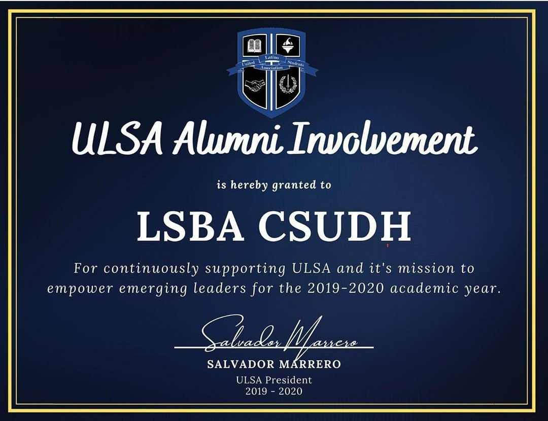 lsbaalumni's tweet photo. It is with great honor to have LSBA Alumni recognized towards the ULSA Alumni Involvement Award, that was awarded to @lsbacsudh this academic year. LSBA Alumni continue to remain strong, active, and a staple across DH &amp; ULS/ULSA chapters' alumni groups. #LSBAAlumniStrong #LSBAA https://t.co/vvgWDktdyb