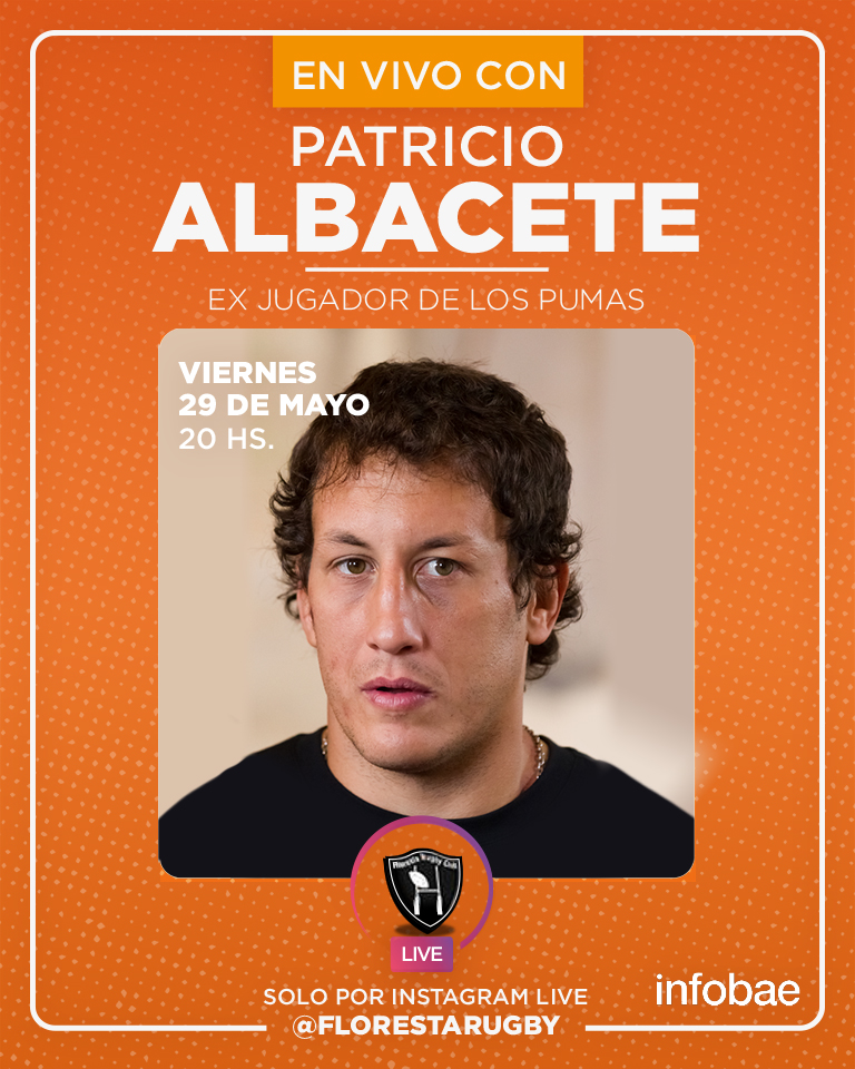 Este Viernes tenemos el agrado de charlar con Patricio "Pato" Albacete (Officiel), exjugador de #LosPumas!

Segui nuestra serie de charlas todos los martes y viernes!
.
.
.
.
.
#FlorestaRugbyClub #InstagramLive #EnCasa #PatricioAlbacete #Pumas #Rugby #FRC #RugbyArgentino <a href="/infobae/">infobae</a>