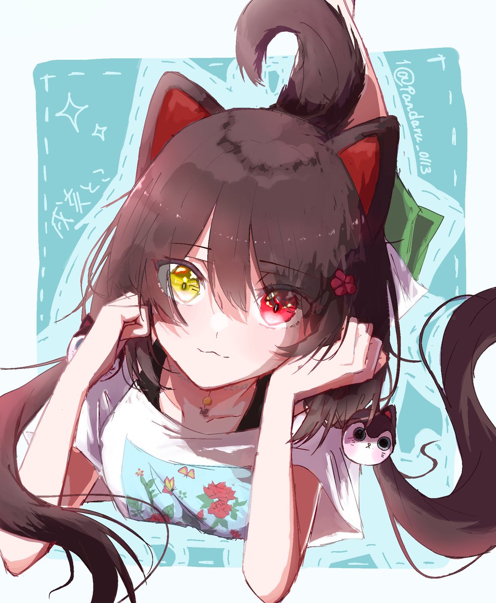 inui toko 1girl heterochromia dog ears animal ears yellow eyes red eyes hair ornament  illustration images