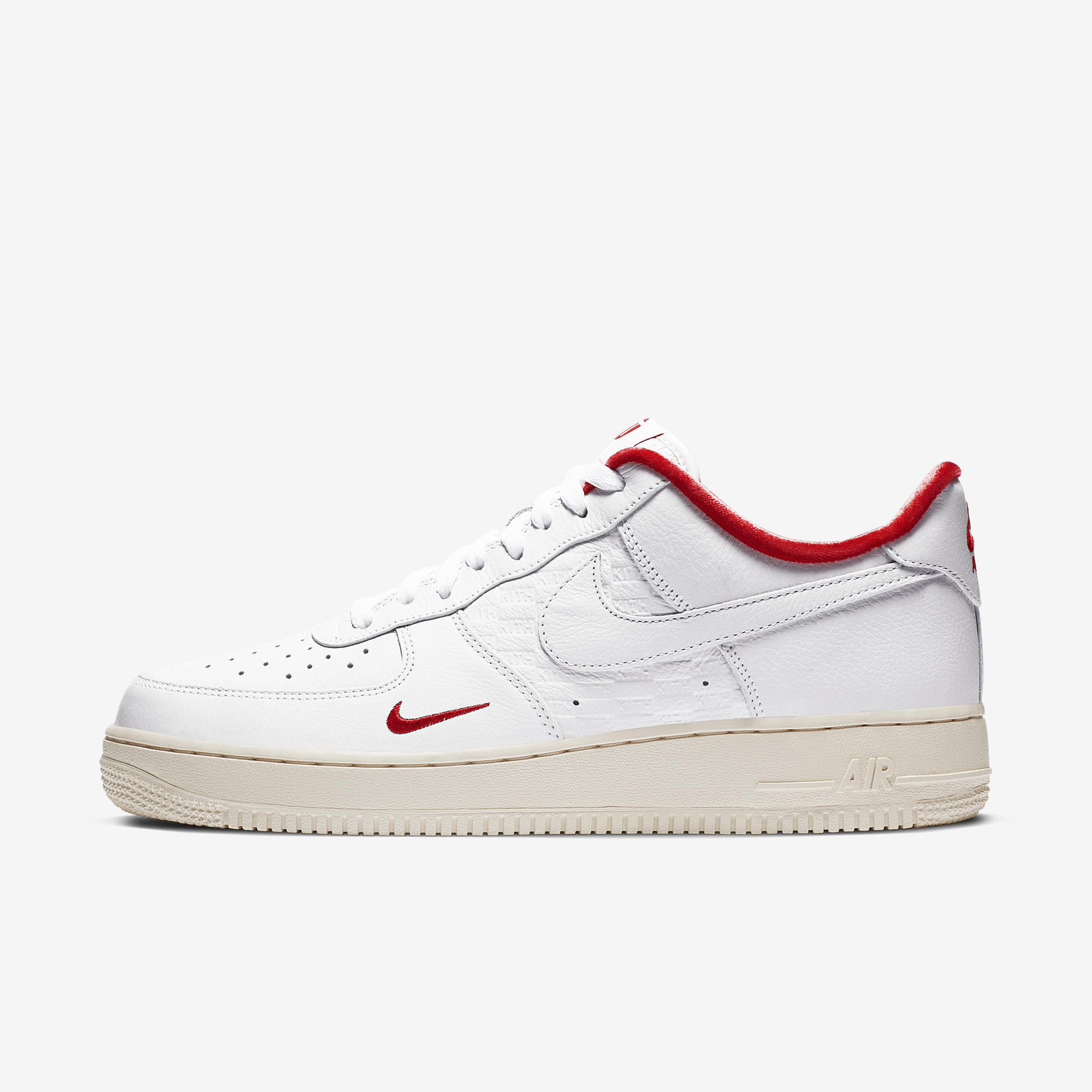 swoosh supply on X Official Nike images of the KITH x Nike Air Force 1 featuring debossed KITH branding on the midpanel KITH AIR logos on the heel and insole and paying