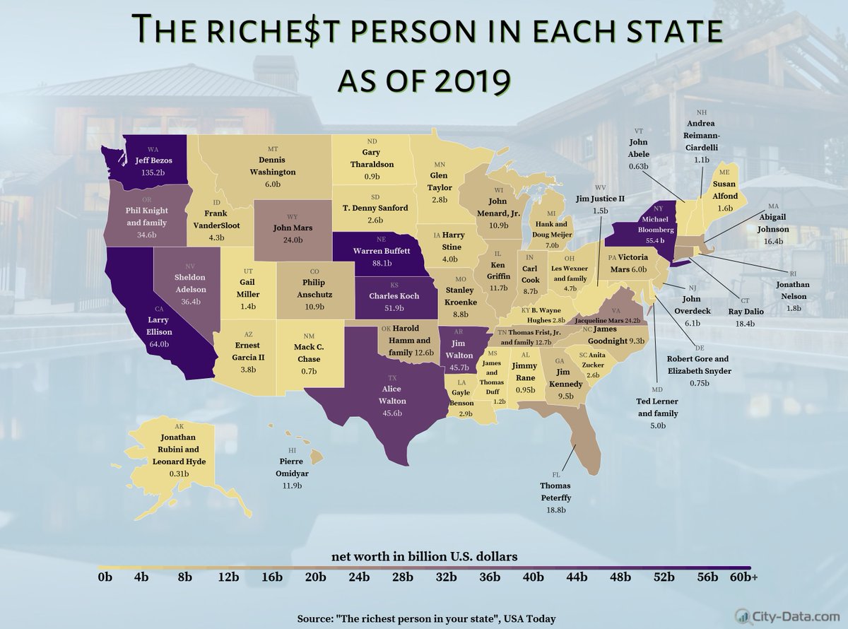 The richest person in each state. 👉🏻 usatoday.com/list/news/50-s…