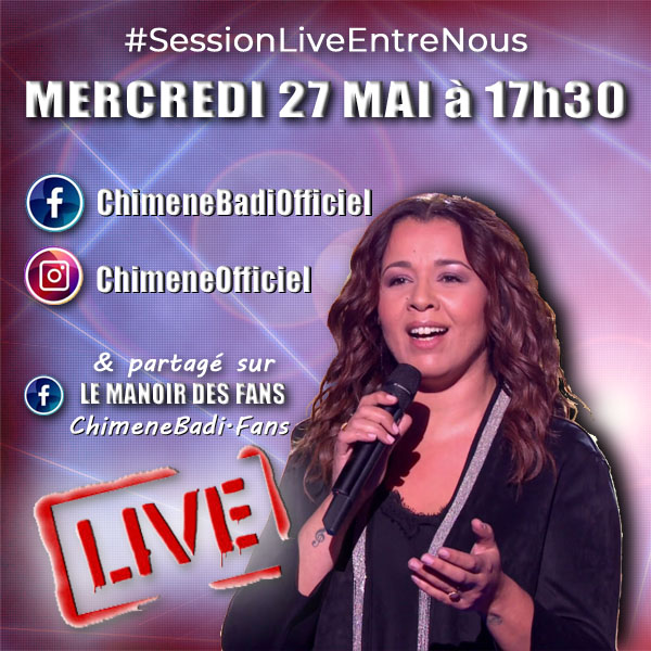 Chimene_Badi's tweet photo. #SessionEntreNous de Chimène Badi mercredi 27 mai à 17h30 sur facebook et instagram! cc @chimeneofficiel https://t.co/piz4f9uhHl