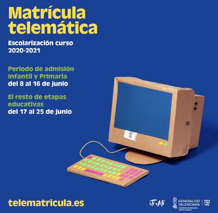 ceiprambal's tweet photo. PROCEDIMIENTO ADMISIÓN
Haciendo Click en el enlace podrán acceder a la página de la Consellería de Educación donde explican los pasos a seguir.
Recuerde que las fechas para realizarlo son del 8 al 16 de junio de 2020.

https://t.co/7VUXNz2xie https://t.co/lXCBoxl6zm