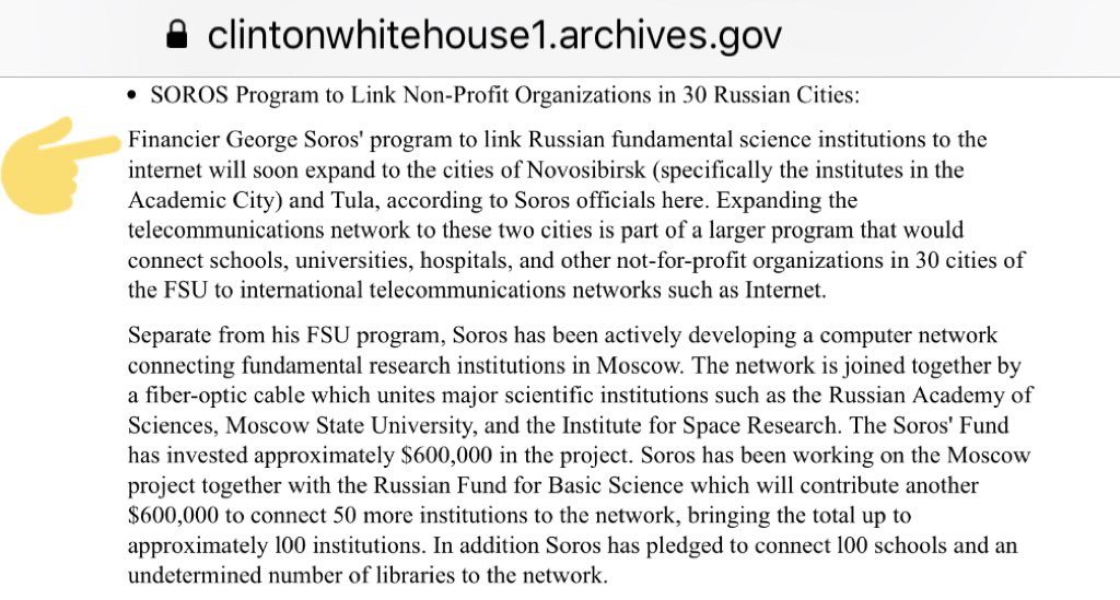 Gold from Clinton WH Archives. “The Bureau for International Communications & Information Policy of  @StateDept administers programs for telecommunications development assistance to Newly Independent States of the Former Soviet Union under interagency agreements with the USAID.”