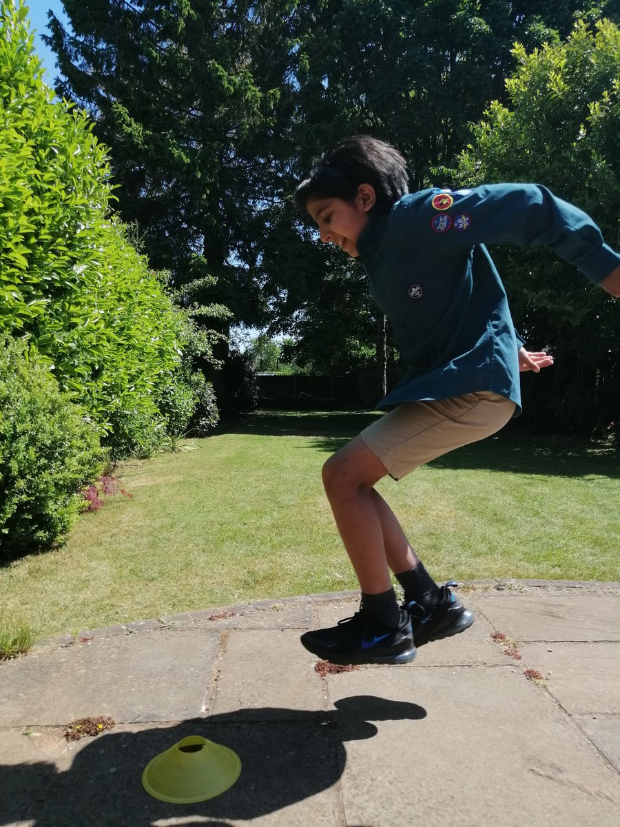 11thStJames's tweet photo. Sahib has worked out 2m is the same as a hop, step and jump, as part of our Scouts #2mChallenge! #SkillsForLife #SocialDistancing @TimothyKidd @UKScouting @StJamesMereG https://t.co/WX4JuiUDtT