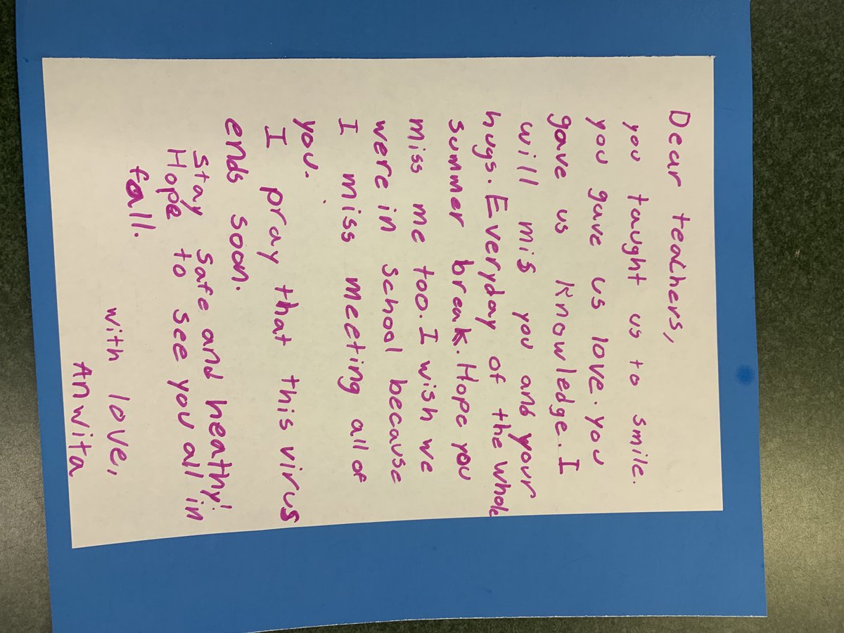 Thank you Anwita! Your words touch our hearts. Have a safe summer! ⁦<a href="/ElemEast50/">Woodland ELE School</a>⁩ ⁦<a href="/Woodland50News/">Woodland District 50</a>⁩ #LifeintheW