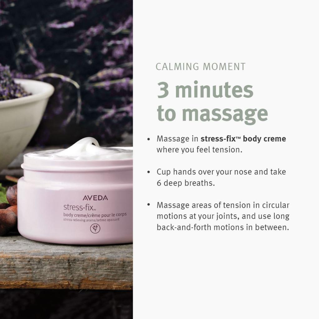 aveda's tweet photo. The best stress-relief routines are the ones that easily fit into your lifestyle. Whether you have 30 seconds or 30 minutes, swipe to find a Stress-Fix ritual that works with your day.
 
#AvedaRituals #StressFix #StressRelief #Mindfulness #SelfCare #AvedaAtHome #AvedaCares https://t.co/kZ6qv9o8na