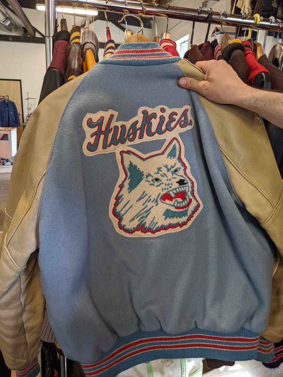 Benjamin is a cool guy with an extensive collection of old lettermen's jackets he was saving for future projects. Here are a couple of them.