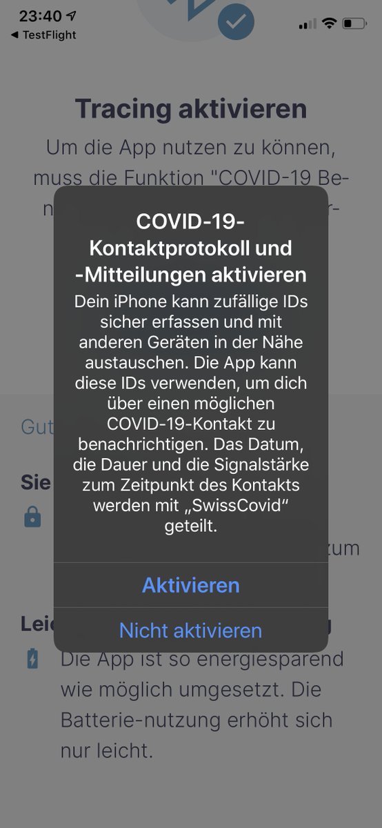 timpritlove's tweet photo. Public Beta der Schweizer Tracing App. Kann man direkt installieren und damit schon mal das Tracing auf dem Telefon starten und IDs einsammeln. iOS bietet sogar einen JSON Export aller Überprüfungen an. Erster Eindruck: aufgeräumt, ansprechend, informativ. https://t.co/9sKpNIHBbM https://t.co/M3nVv1yPpa