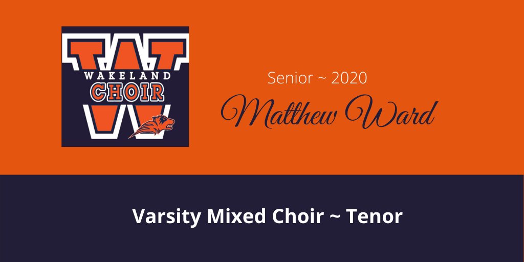 We're proud to highlight choir senior, Matthew Ward.  Matthew joined us his senior year and we are so glad he did!  He is a wonderful singer, cellist, saxophonist, pianist, composer, and arranger.  Thanks for singing with us this year! Congratulations!  <a href="/WakelandHS/">Wakeland High School</a>