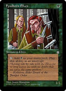 Next up, actual dang Elves. Found four in desepreate need of getting cheaper. Every elf deck was running at least two of these three, out of the most expensive decks. All multiples. Everyone ran Fyndhorn Elves.