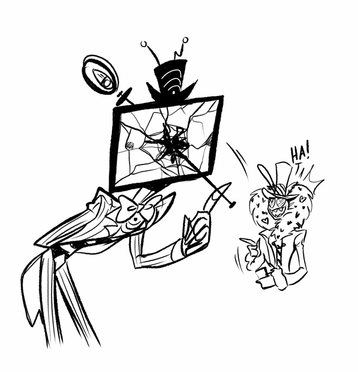 Im sorry I just needed a 3rd comic in my repertoire where the punchline is just “haha.. vox screen break / valentino laugh pff” #hazbinhotel #HazbinHotelAlastor #hazbinhotelvox #hazbinhotelValentino