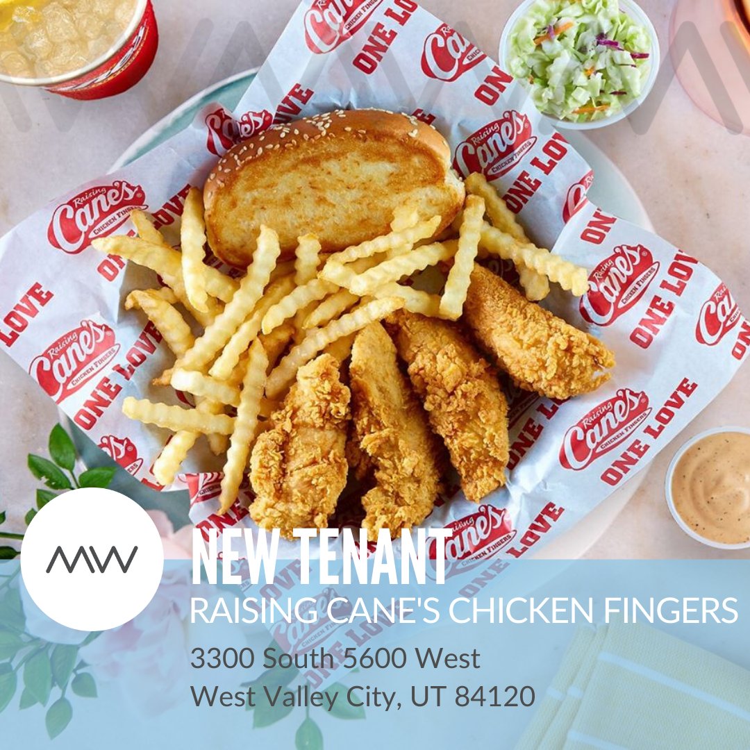 Raising Cane's Chicken Fingers will be joining our lineup at Mountain View Business Plaza located in West Valley City, Utah! 🐓 Can you say, 'yummmmm!' 

#mwcre #newtenant #newrestaurant #utahrestaurants #raisingcanes #westvalley #chickenfingers