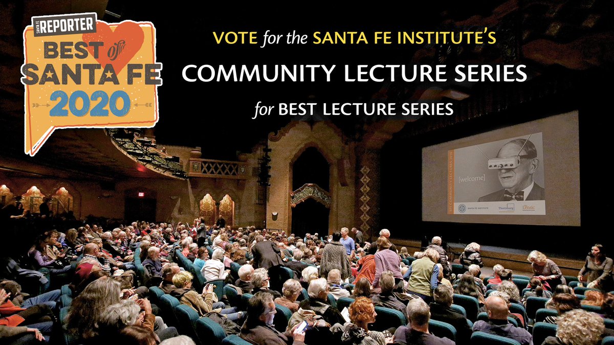 sfiscience's tweet photo. Please take a moment to vote for SFI in this year's @SantaFeReporter #BOSF2020!
We're up for Best Lecture Series (Community Lectures) & Best Festival (#IPFest). Your vote helps us bring more world-class free science programming to the city we call home:
https://t.co/GNfnKtGnVQ https://t.co/uoL3F5Uc9U
