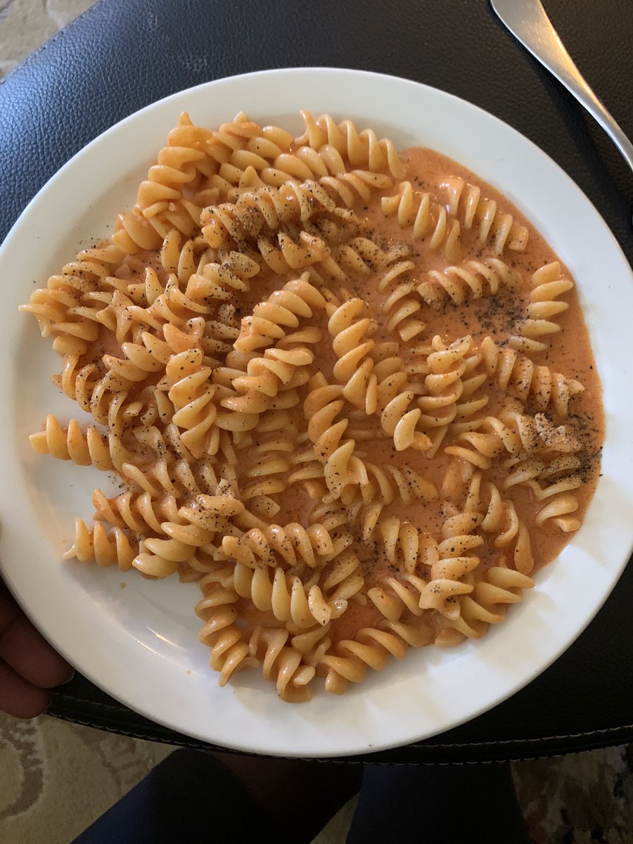 Quick carb load treat via a very soupy Penne alla Vodka minus the penne plus the rotini cause it’s a more fun pasta, sorry I do NOT make the rules. Will not be using Polar Ice vodka next time  Grey goose only lol