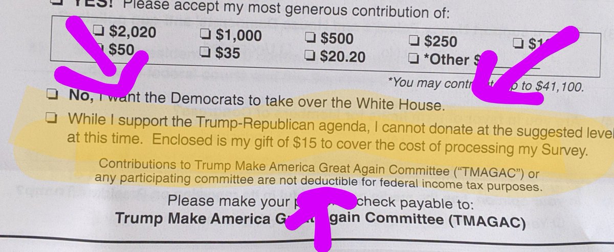 While we totally understand that given my situation I can't contribute any of those amounts you've suggested I'll still send you FIFTEEN DOLLARS TO PROCESS THE COMPLETELY SHAM VICTORY SURVEY 