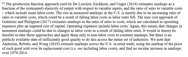 Falling worker power could also explain rising measured markups: commonly-used markup measures are based on some ratio of sales to costs, where costs includes labor costs. As rents to labor fall, measured labor costs fall - w/o any change in underlying product market power [6/N]